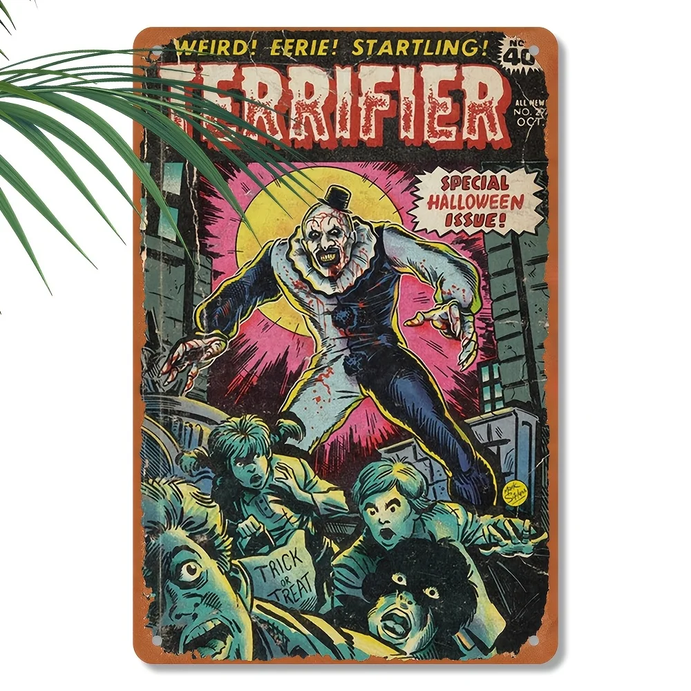 Vintage Collectible Plates - ヴィンテージ風「テラフィアー」ホラー漫画の金属製ウォールアートサイン - 家、バー、男性の趣味の部屋、ハロウィンパーティーのレトロな装飾に最適 - 耐久性あり
