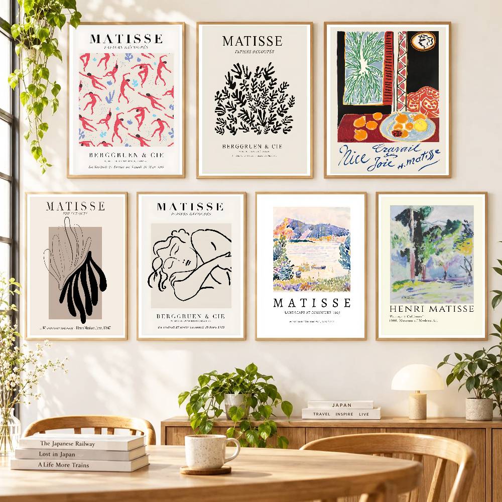 Vintage Collectible Posters - ヴィンテージ・アンリ・マティス、有名画家の作品集、ポスター、自己粘着式、アートルーム、玄関、レストランの壁飾り、アート