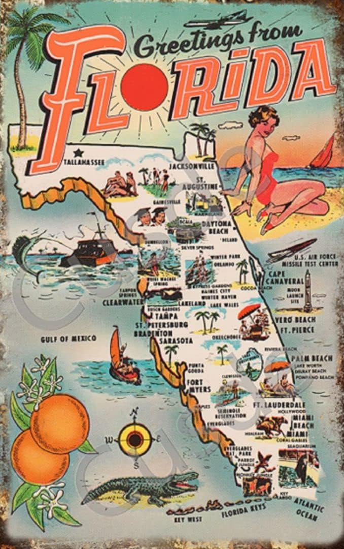 Cusde ヴィンテージ 1954 フロリダからのお見舞い  - Vintage Collectible Posters のレビューと価格