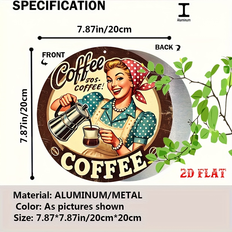 [2D フラット] レトロな丸型アルミ製コーヒーサイン -  - Vintage Collectible Plates のレビューと価格