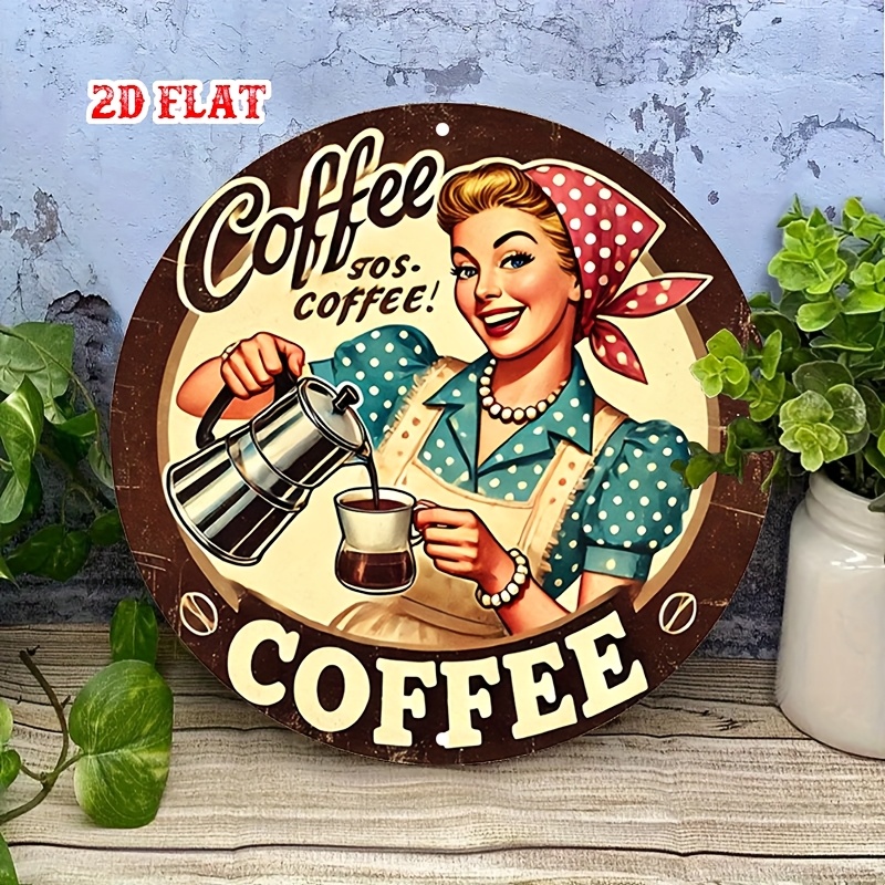 [2D フラット] レトロな丸型アルミ製コーヒーサイン -  - Vintage Collectible Plates のレビューと価格